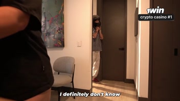 Good service! - Busty blonde ends up offering a quickie after not having cash for the delivery guy.