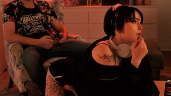 Tattooed Big Booty Goth Slut Dominates Me After Beating Me In Mario Kart