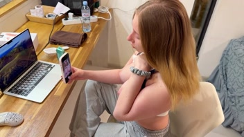 While Boyfriend's at Work: She Calls a Friend to Eat Her Pussy & Take His Big Cock