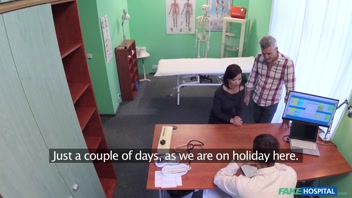 Cheating Wife fucks her Doctor as soon as her Husband leaves the room - Fake Hospital