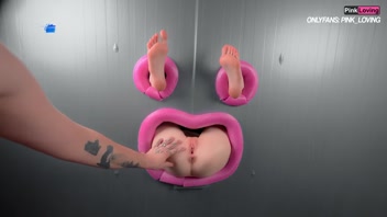 Gloryhole fuck that ass through the wall until her foot shake - pinkloving