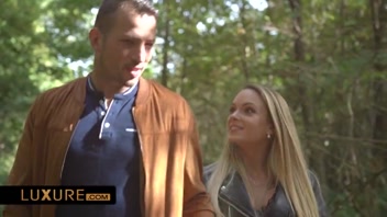 Wife sharing with a friend in a forest