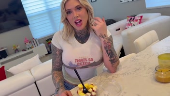 Tatted Up blonde Babe with big tits let’s her landlord fuck - Teddy Tarantino
