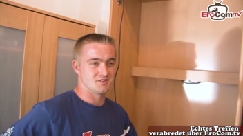 Real amateur couple casting with German young woman and stranger user