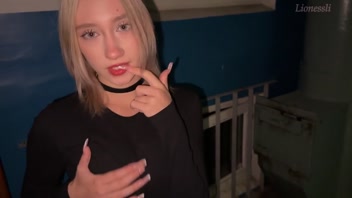 On my way home, I met a dirty whore in the stairwell and ripped her tights