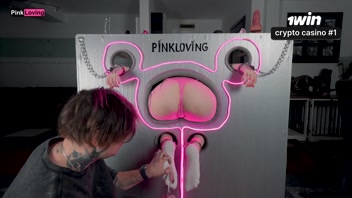 Gloryhole box. I shove whatever I want into her pussy and anal. She cums nonstop - pinkloving
