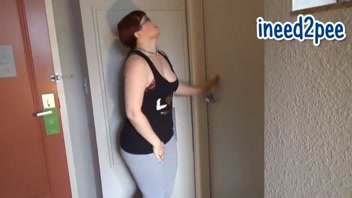 Ami female pee desperation & wetting her panties pants