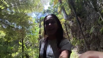 Petite Desi Mia Z masturbates on a hike in NZ